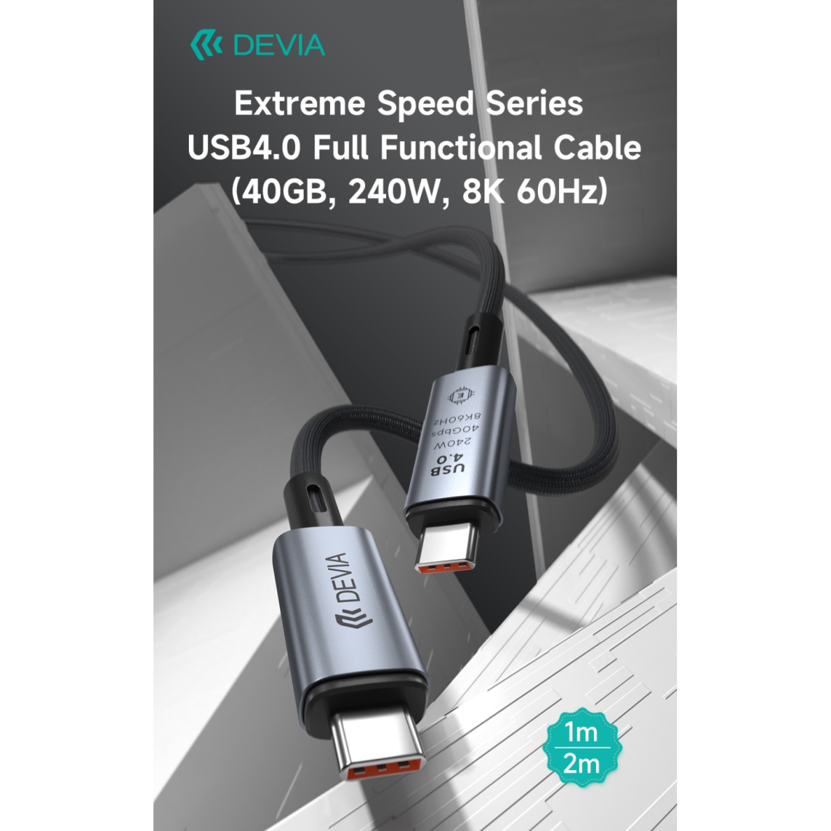 TYPE-C TO TYPE-C Extreme PD 240W 5A 40Gbs 8K 60Hz laidas DEVIA 1
