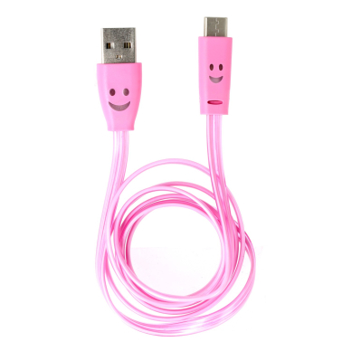 Type-C LED Q-touch QUC-72T rožinis USB laidas