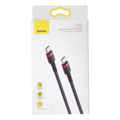 TYPE-C TO TYPE-C Baseus PD 60W black-red sustiprintas 1m laidas CATKLF-G91 3