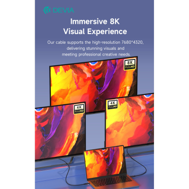 TYPE-C TO TYPE-C Extreme PD 240W 5A 40Gbs 8K 60Hz laidas DEVIA 3