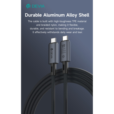 TYPE-C TO TYPE-C Extreme PD 240W 5A 40Gbs 8K 60Hz laidas DEVIA 5