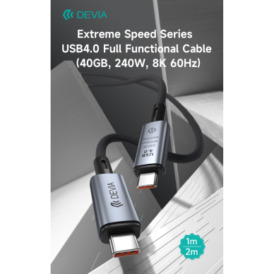 TYPE-C TO TYPE-C Extreme PD 240W 5A 40Gbs 8K 60Hz laidas DEVIA 1 TYPE-C TO TYPE-C Extreme PD 240W 5A 40Gbs 8K 60Hz laidas DEVIA 1