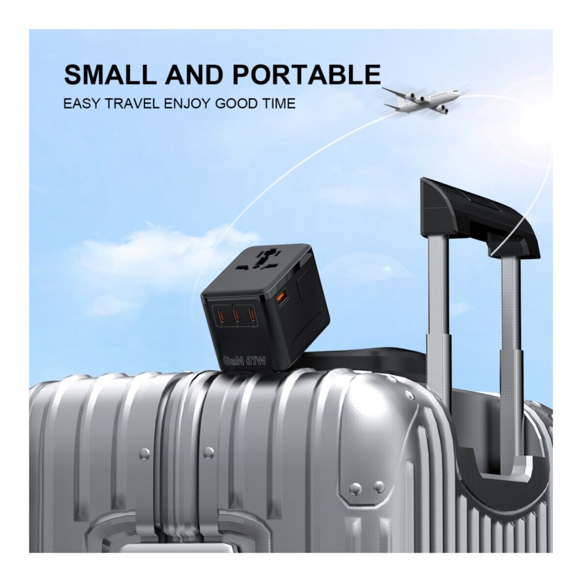 Universalus kelioninis adapteris OULIYO PD+QC GaN 67W USB-A 3xType-C 1 Universalus kelioninis adapteris OULIYO PD+QC GaN 67W USB-A 3xType-C 1