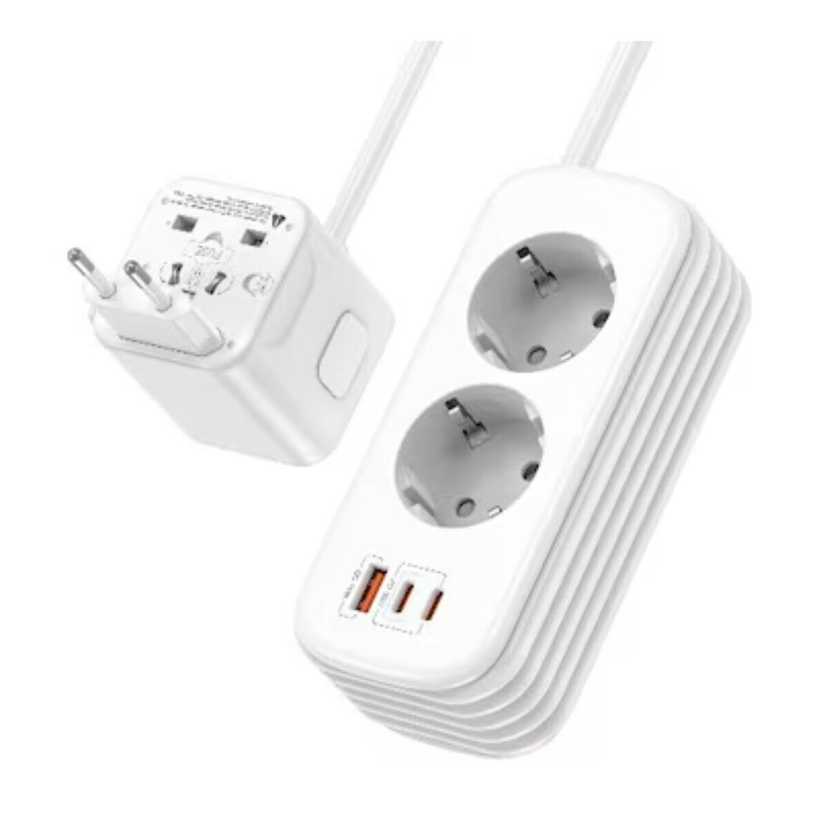 Universalus kelioninis adapteris - prailgintuvas OULIYO PD+QC 30W USB-A 2xType-C 2xAC Outlet 1.8m Universalus kelioninis adapteris - prailgintuvas OULIYO PD+QC 30W USB-A 2xType-C 2xAC Outlet 1.8m