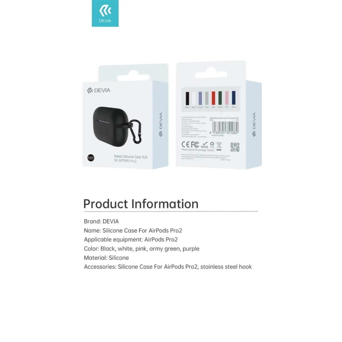 Violetinis dėklas Airpods Pro 2nd Gen Naked Silicone Devia 5