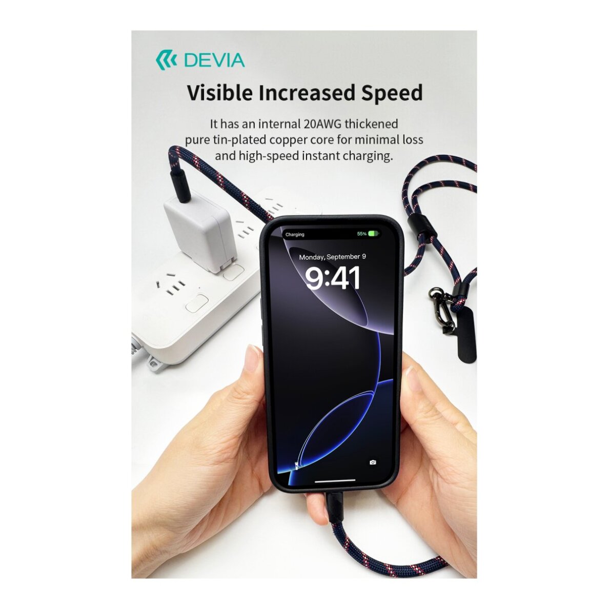 Virvutė telefonui - laidas black TYPE-C 60W Devia Cable Pro5 1.6m 11