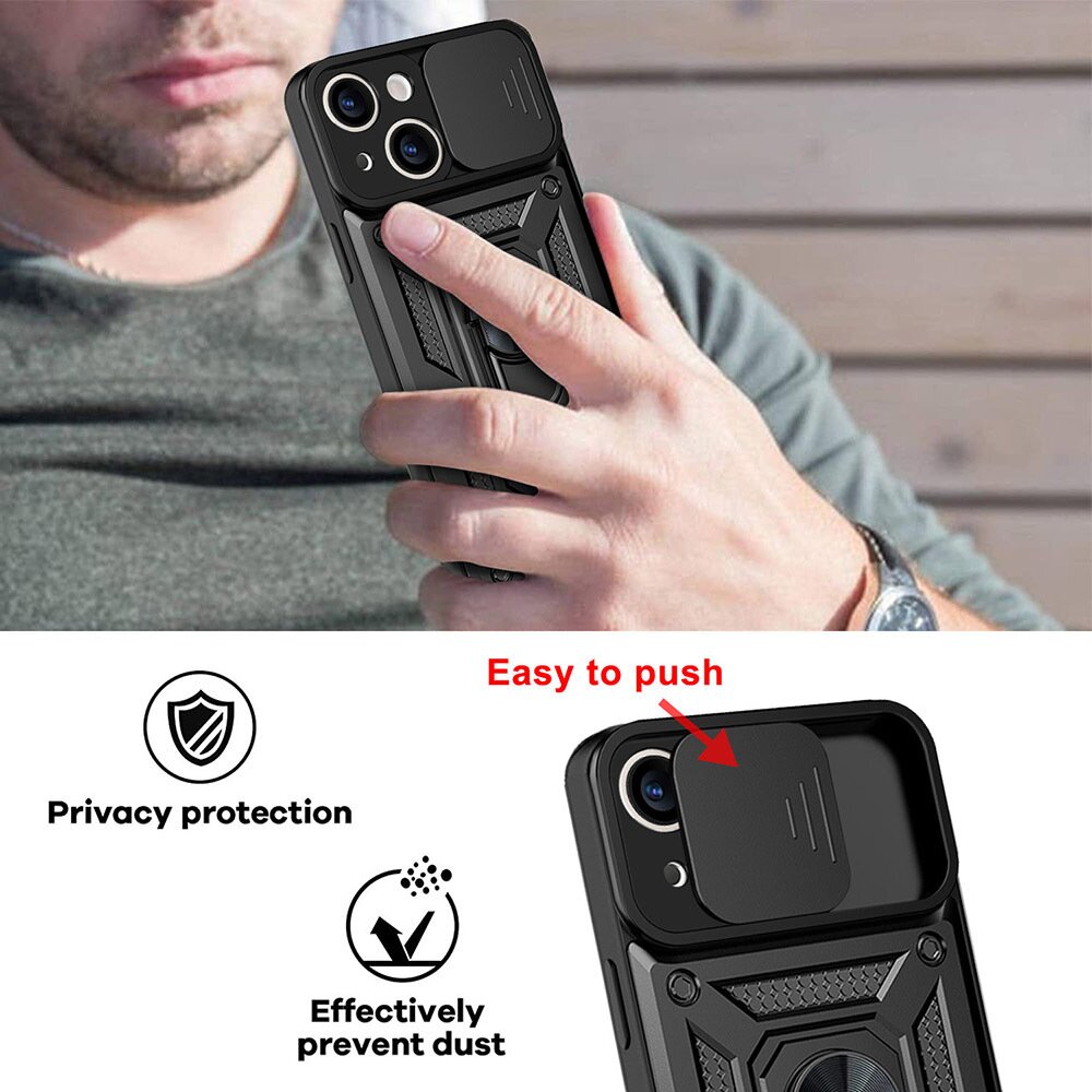 Xiaomi 14T PRO black RING ARMOR WITH CAMSHIELD nugarėlė 8