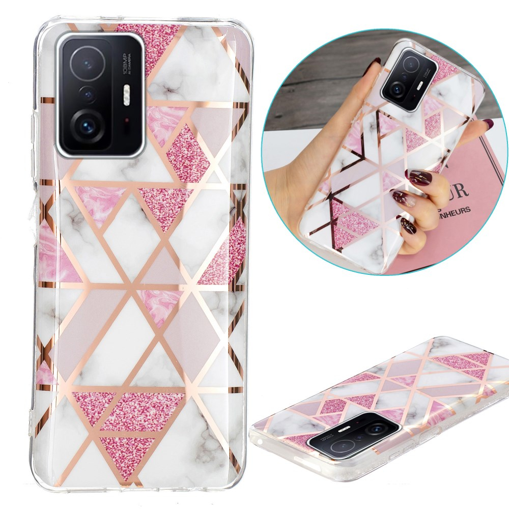 XIAOMI MI 11T/MI 11T PRO Tracy nugarėlė Geometric marble Pink/White 2