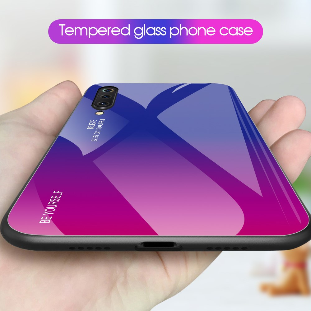 XIAOMI Mi9 mėlyna+rožinė tracy GLASS nugarėlė 6