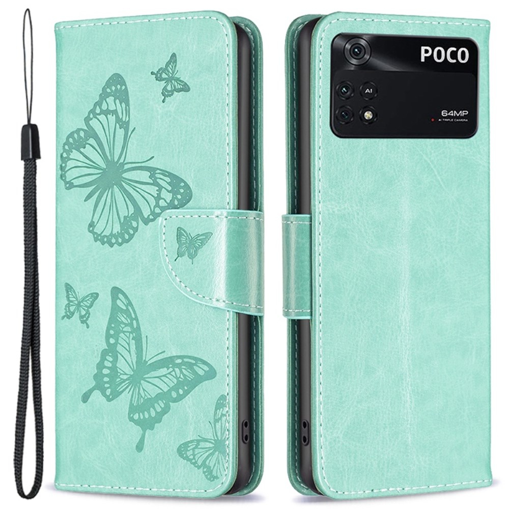 XIAOMI POCO M4 PRO žalias Tracy K.FLEXI dėklas Drugeliai