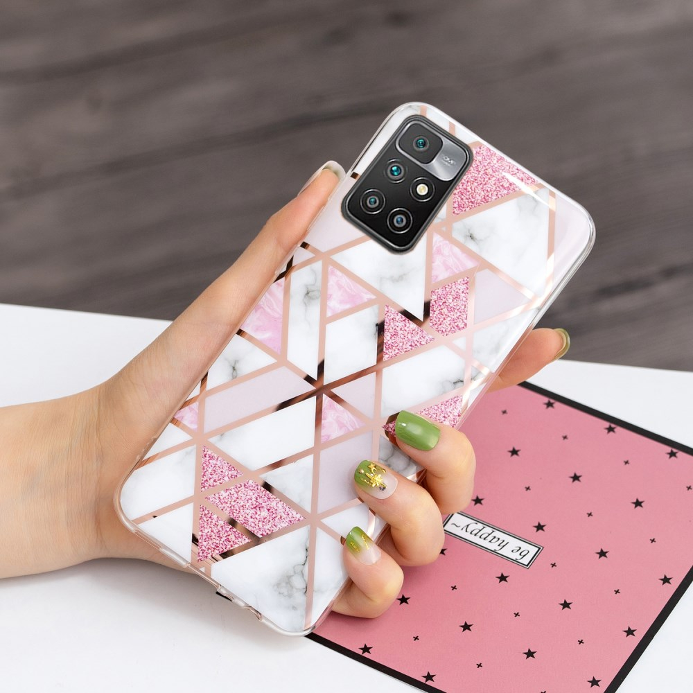 Xiaomi Redmi 10 Tracy nugarėlė Geometric marble Pink/White 3