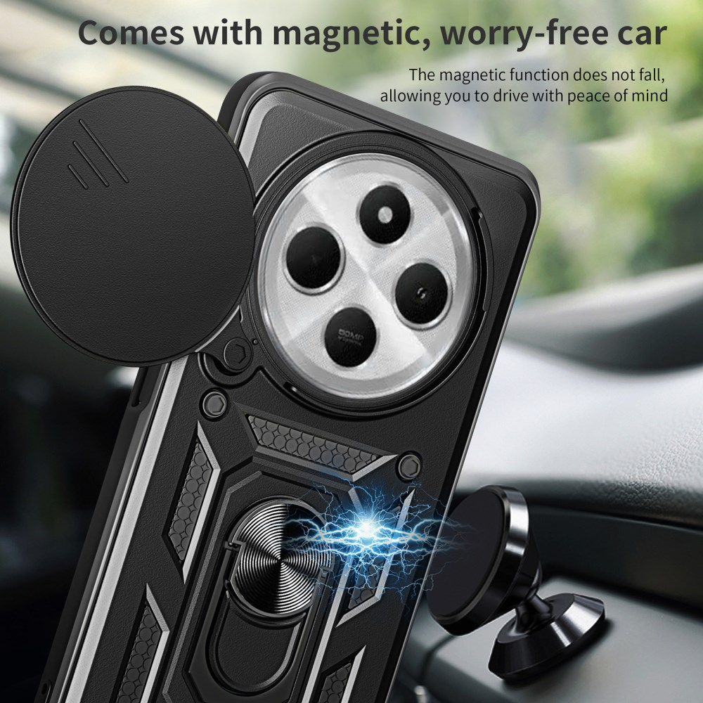 Xiaomi Redmi 14C / Poco C75 black RING ARMOR WITH CAMSHIELD nugarėlė 2