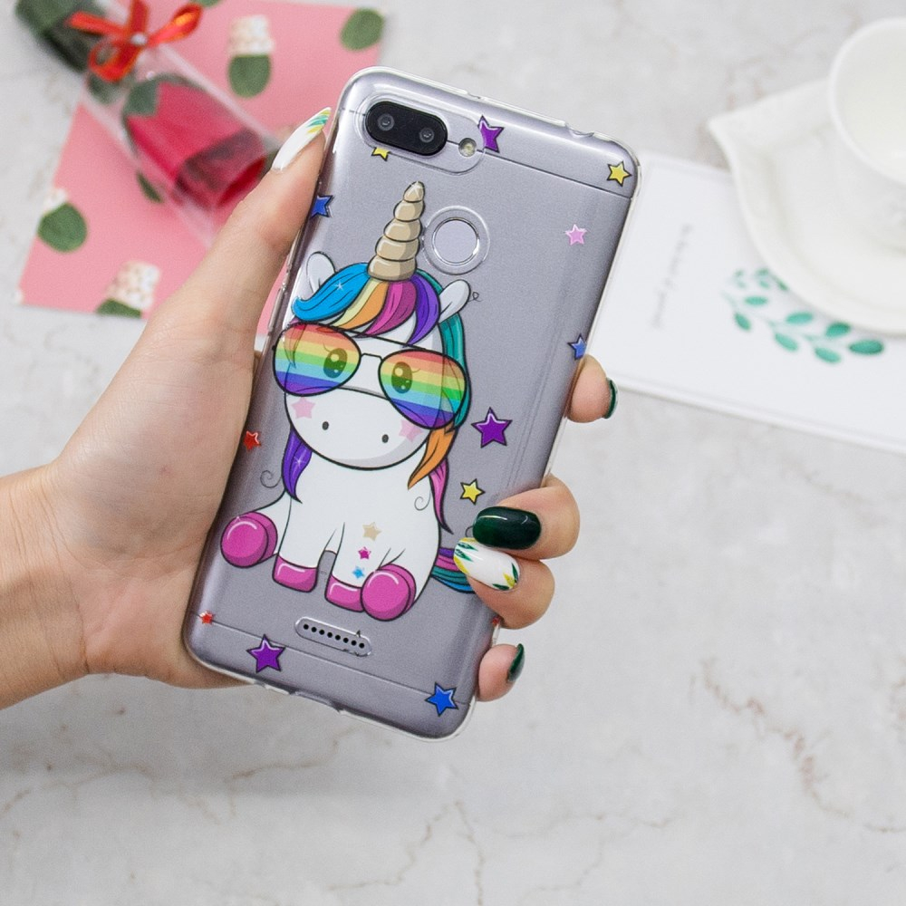 XIAOMI REDMI 6/6A tracy slim clear nugarėlė Unicorn with glasses 4