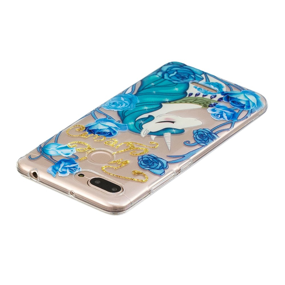 XIAOMI REDMI 6/6A tracy slim clear nugarėlė Unicorn&blue flowers 3