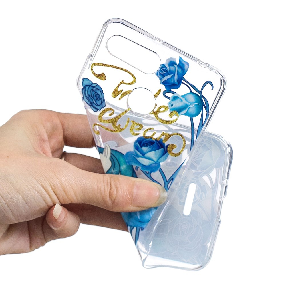 XIAOMI REDMI 6/6A tracy slim clear nugarėlė Unicorn&blue flowers 5