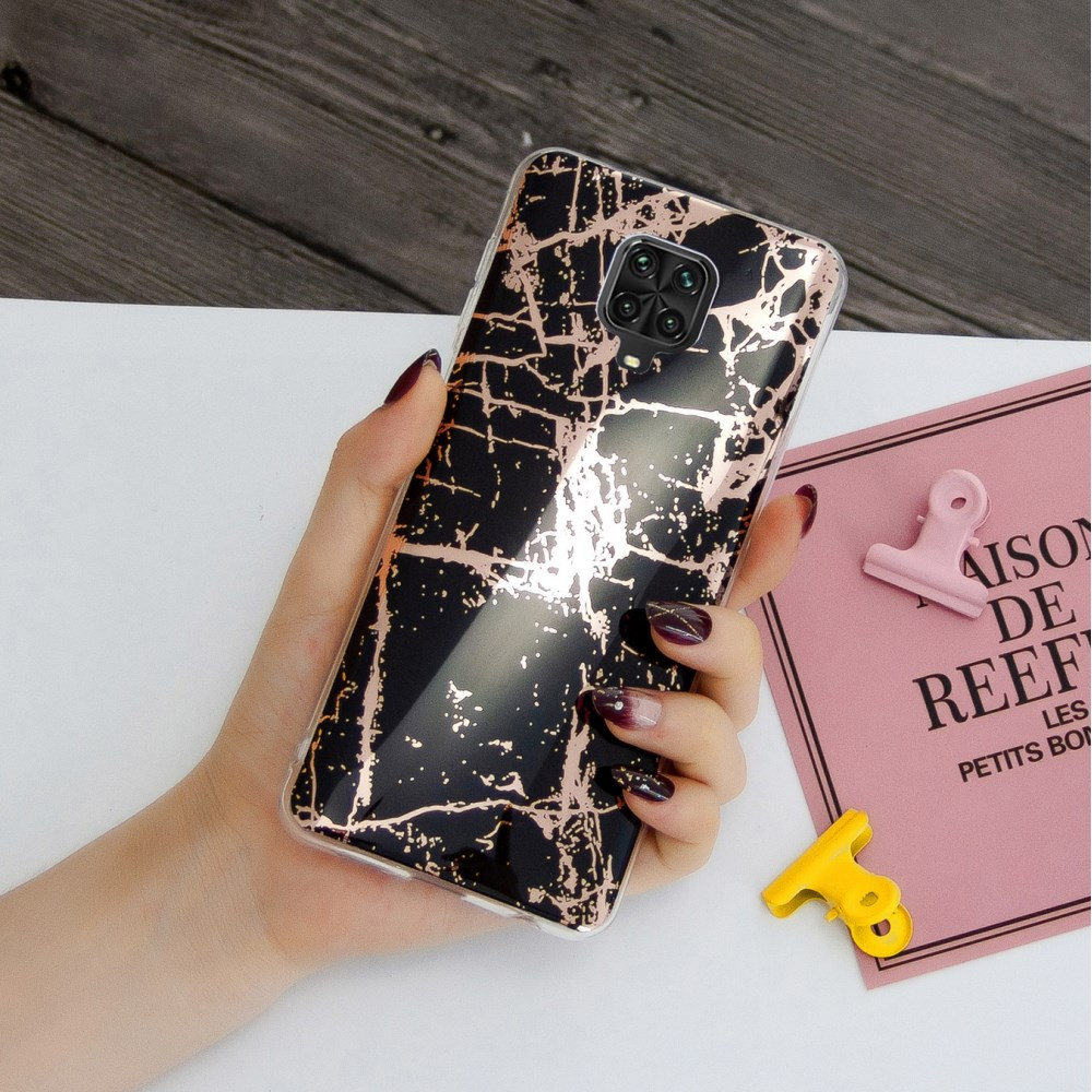 Xiaomi Redmi Note 9 PRO/Note 9s Tracy nugarėlė Black&gold Marble 1
