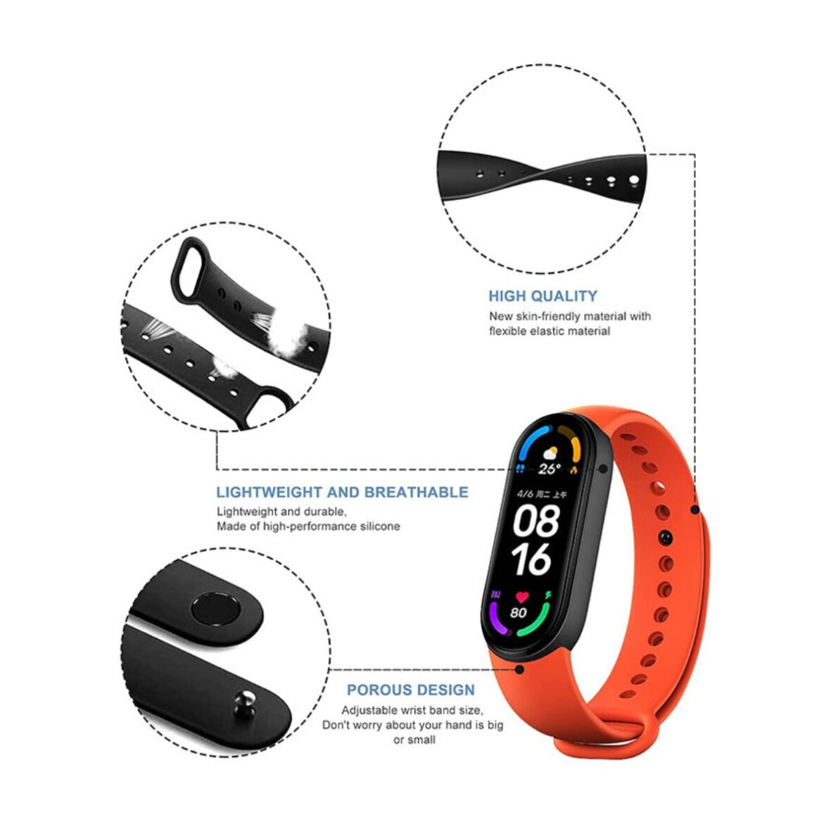 Xiaomi Mi Smart Band 5 / 6 / 7 red apyrankė Flexible Silicone 1