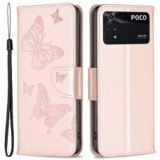 XIAOMI POCO M4 PRO rausvas Tracy K.FLEXI dėklas Drugeliai