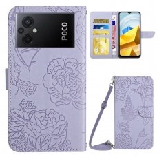 XiaomI POCO M5 Tracy MEZZO violetinis Butterfly/Flowers dėklas