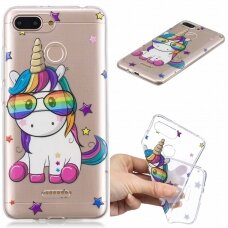 XIAOMI REDMI 6/6A tracy slim clear nugarėlė Unicorn with glasses