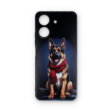 Xiaomi Redmi 13C/Poco C65 black nugarėlė German Shepherd With A Scarf Design00325 Xiaomi Redmi 13C/Poco C65 black nugarėlė German Shepherd With A Scarf Design00325