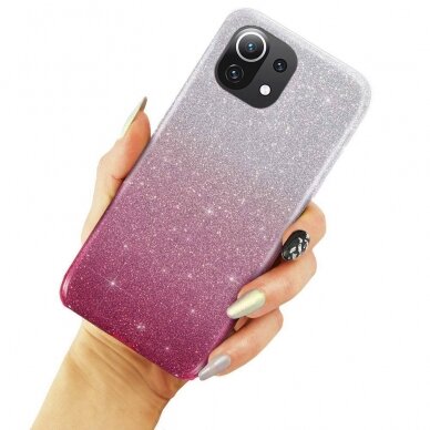 Xiaomi MI 11 LITE/5G NE rožinė GLITTER3 nugarėlė 1