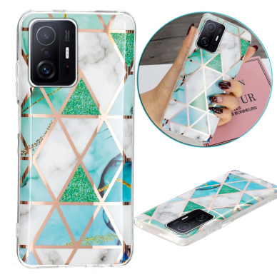 XIAOMI MI 11T/MI 11T PRO Tracy nugarėlė Geometric marble Green/White 2
