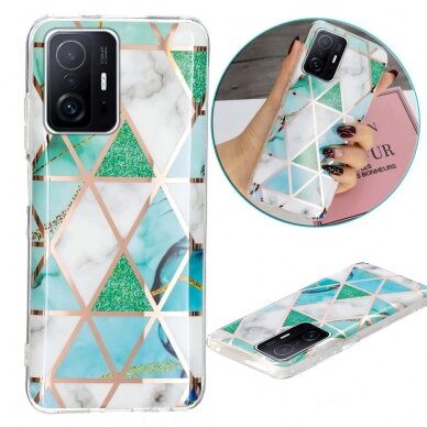 XIAOMI MI 11T/MI 11T PRO Tracy nugarėlė Geometric marble Green/White 2