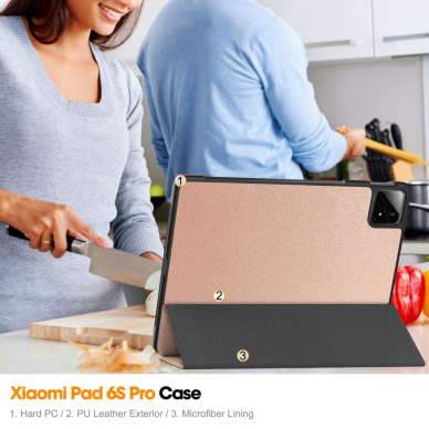 Xiaomi Pad 6S PRO 12.4 rose gold TRIFOLD dėklas 5