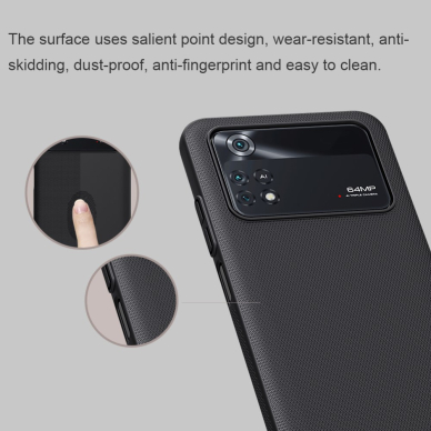 XIAOMI POCO M4 PRO juoda NILLKIN SUPER FROSTED nugarėlė 16