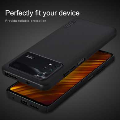 XIAOMI POCO M4 PRO juoda NILLKIN SUPER FROSTED nugarėlė 3