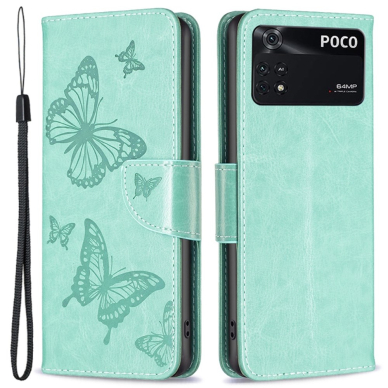 XIAOMI POCO M4 PRO žalias Tracy K.FLEXI dėklas Drugeliai