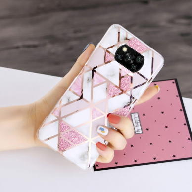 Xiaomi POCO X3 NFC/X3 PRO Tracy nugarėlė Geometric pink marble 3