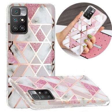 Xiaomi Redmi 10 Tracy nugarėlė Geometric marble Pink/White 2