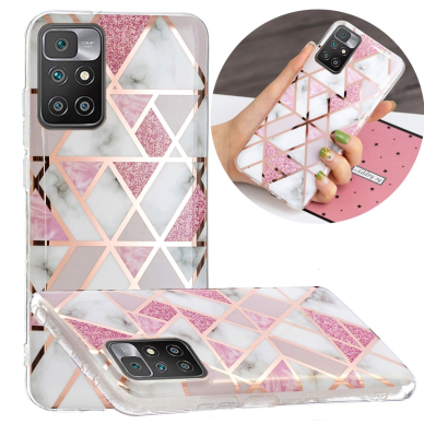Xiaomi Redmi 10 Tracy nugarėlė Geometric marble Pink/White 2