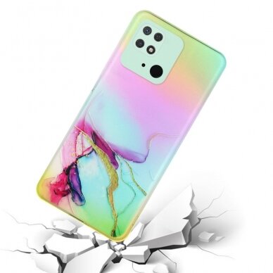 XIAOMI REDMI 10C/POCO C40 Tracy nugarėlė LASER MARBLE Red/Yellow 1