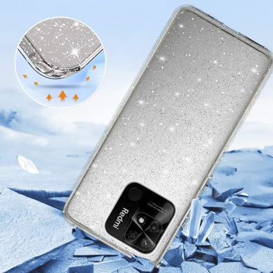 XIAOMI REDMI 10C/POCO C40 skaidri Crystal Glitter nugarėlė 2