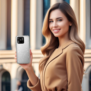 XIAOMI REDMI 10C/POCO C40 skaidri Crystal Glitter nugarėlė 3