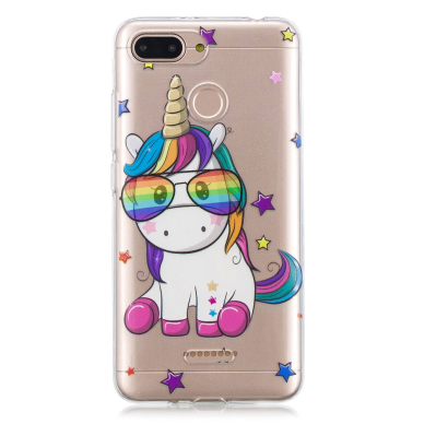 XIAOMI REDMI 6/6A tracy slim clear nugarėlė Unicorn with glasses 1