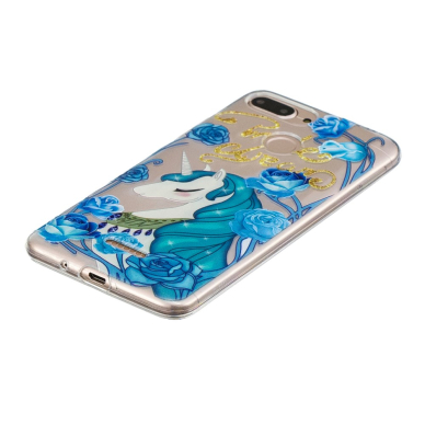 XIAOMI REDMI 6/6A tracy slim clear nugarėlė Unicorn&blue flowers 2