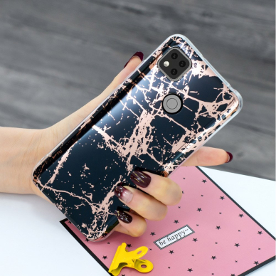 Xiaomi Redmi 9C/10A Tracy nugarėlė Black&gold Marble+ 3
