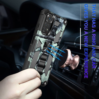 XIAOMI REDMI NOTE 11/11S green camouflage ARMOR METAL nugarėlė 2