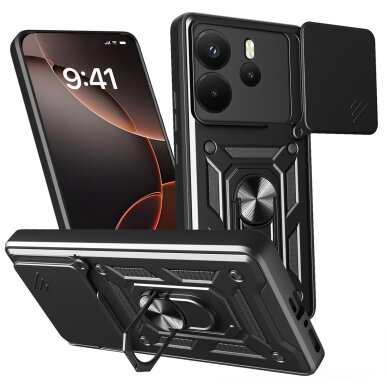 Xiaomi Redmi Note 14 4G black RING ARMOR WITH CAMSHIELD nugarėlė 1