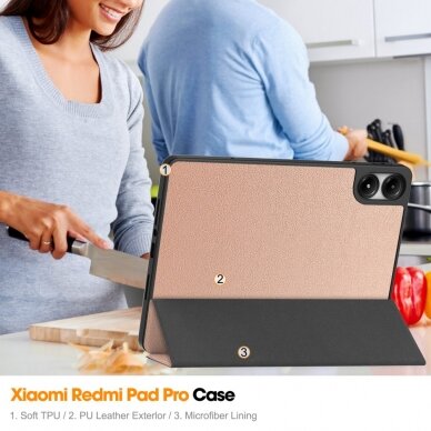 Xiaomi Redmi Pad Pro 12.1" rose gold TRIFOLD dėklas 4